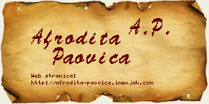 Afrodita Paovica vizit kartica